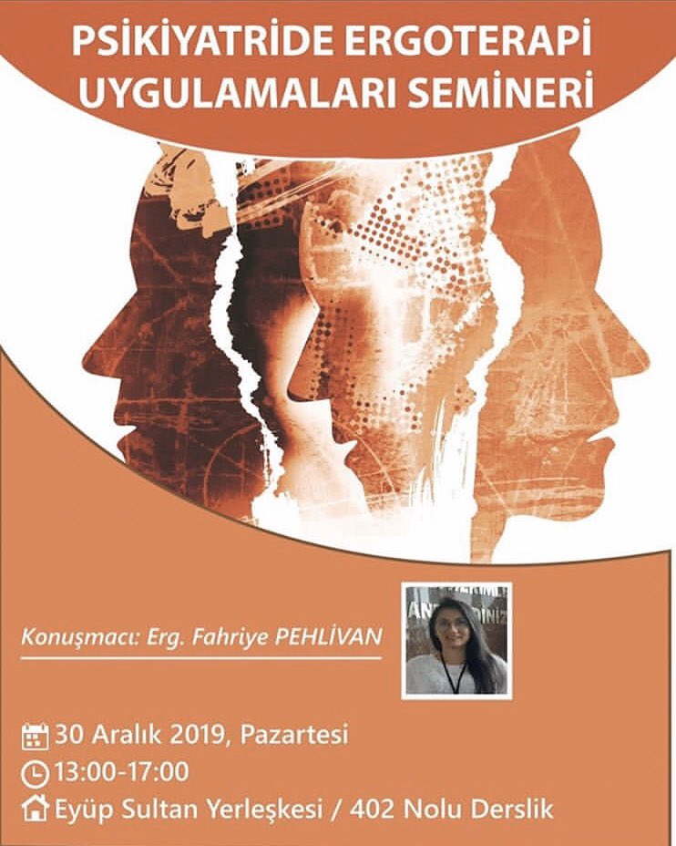 30 Aralık pazartesi günü‘Psikiyatride Ergoterapi Uygulamaları’ semineriyler Erg. Fahriye Pehlivan bizimle olacaktır. Katılmak isteyen arkadaşlar linke tıklayarak kayıt olabilirler.
l.instagram.com/?u=https%3A%2F…