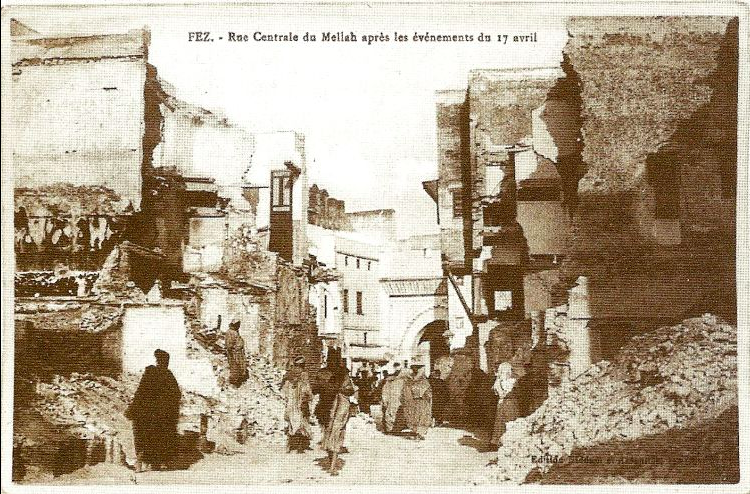 In 1912 France made Morocco a protectorate. On April 17, Moroccan troops revolted, attacking their French officers as well as European and Jewish quarters of the city. 66 Europeans, 42 Jews and 600 Moroccans were killed.