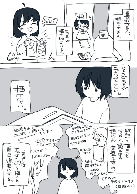 漫画もういやです絵も 疲れた 寝る 