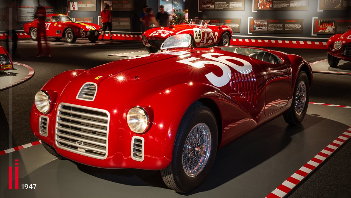 The #Ferrari125S “Ala spessa” debuted in 1947 when Franco Cortese won the Grand Prix of Rome at the Thermae of Caracalla with its 1496.77 cc V12 engine designed by Gioachino Colombo. Come see it at the #MuseoFerrari. #Ferrari