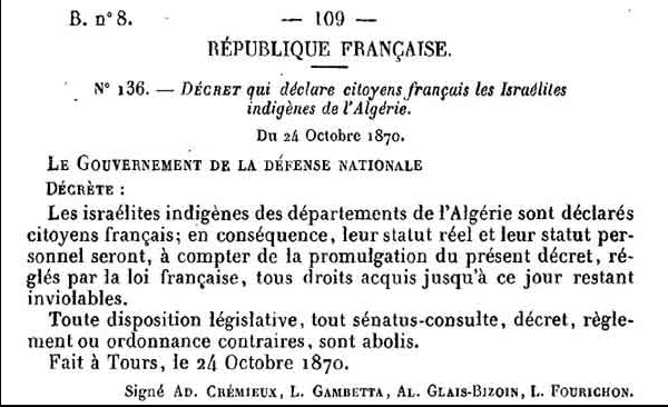 The French eventually succeeded in imposing their culture on the Algerian Jews, who integrated into French culture. By 1870, France granted the 33K Jews of Algeria French citizenship. The Sephardic Jews still remained defiant on several issues.