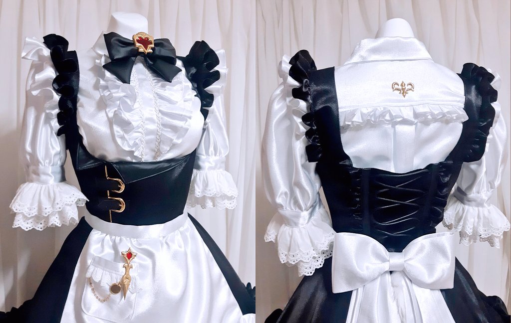 ASASD0130's tweet image. 파이널판타지14 - 메이드복의상세트💖

코스프레의상 제작하였습니다.
작은 소품류 디자인에 많이 신경썼습니다 
프릴을 풍성하게 잡아주고, 패티코트와 흰 속스커트를 일체형으로 작업해 여러겹임에도 편하게 착용이 가능합니다 

#니오샵 #게임 #코스프레 #코스옷 #코스프레의상제작 #FF14 #메이드복