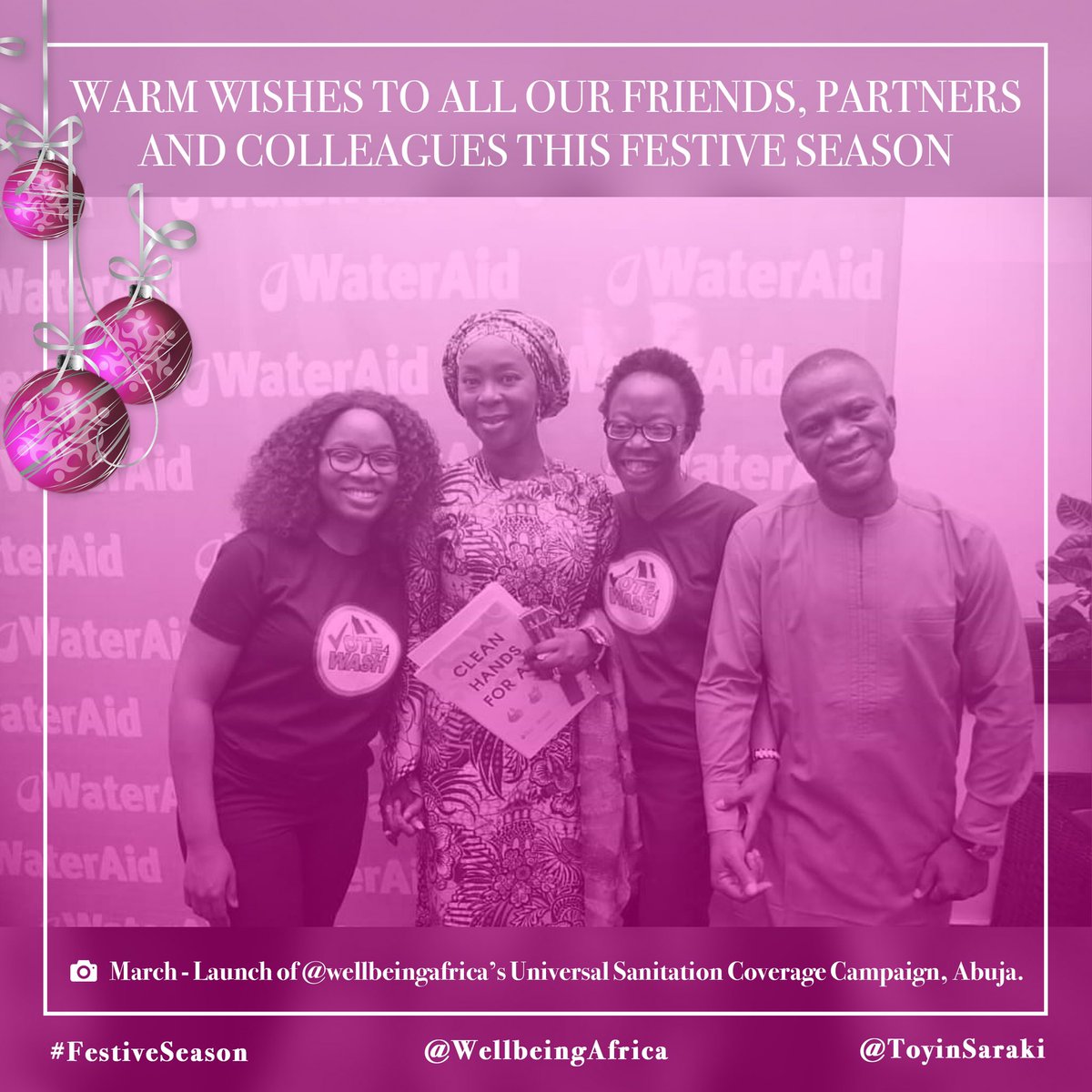 ToyinSaraki's tweet photo. #YearReview. This March at a #WorldWaterDay💧event in Abuja convened by @WaterAid & the @PINDFoundation I announced a major expansion of @wellbeingafrica’s #WASH programmes. Our #WASHinSchools & #HygieneInHCF, grew to include ‘a toilet for all’ to #endopendefecation 🇳🇬 campaign. https://t.co/P4nJgE7F9O