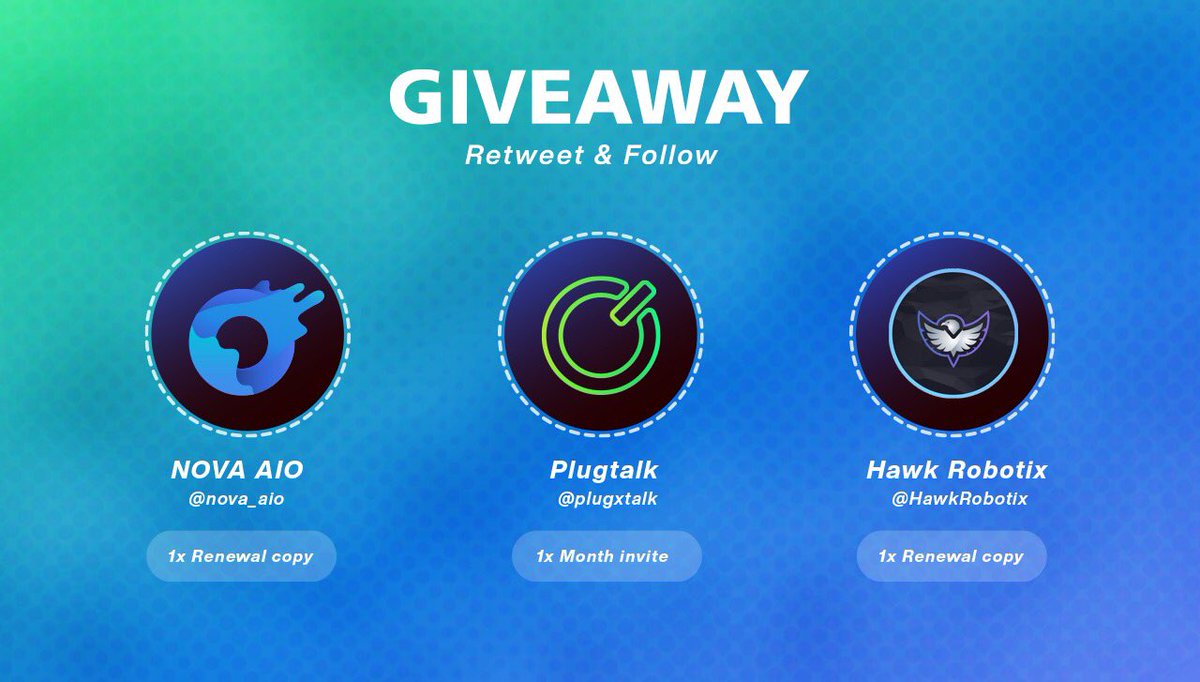 plugxtalk's tweet photo. 🎊END OF THE YEAR GIVEAWAY🎊

Prizes: 

- 1x Plugtalk Membership 
- 1x Nova AIO Renewal Copy
- 1x HawkRobotix Renewal Copy

To Enter: 

- Like ❤️
- Retweet ♻️
- Follow @plugxtalk @nova_aio @HawkRobotix https://t.co/g0sZHHSni4