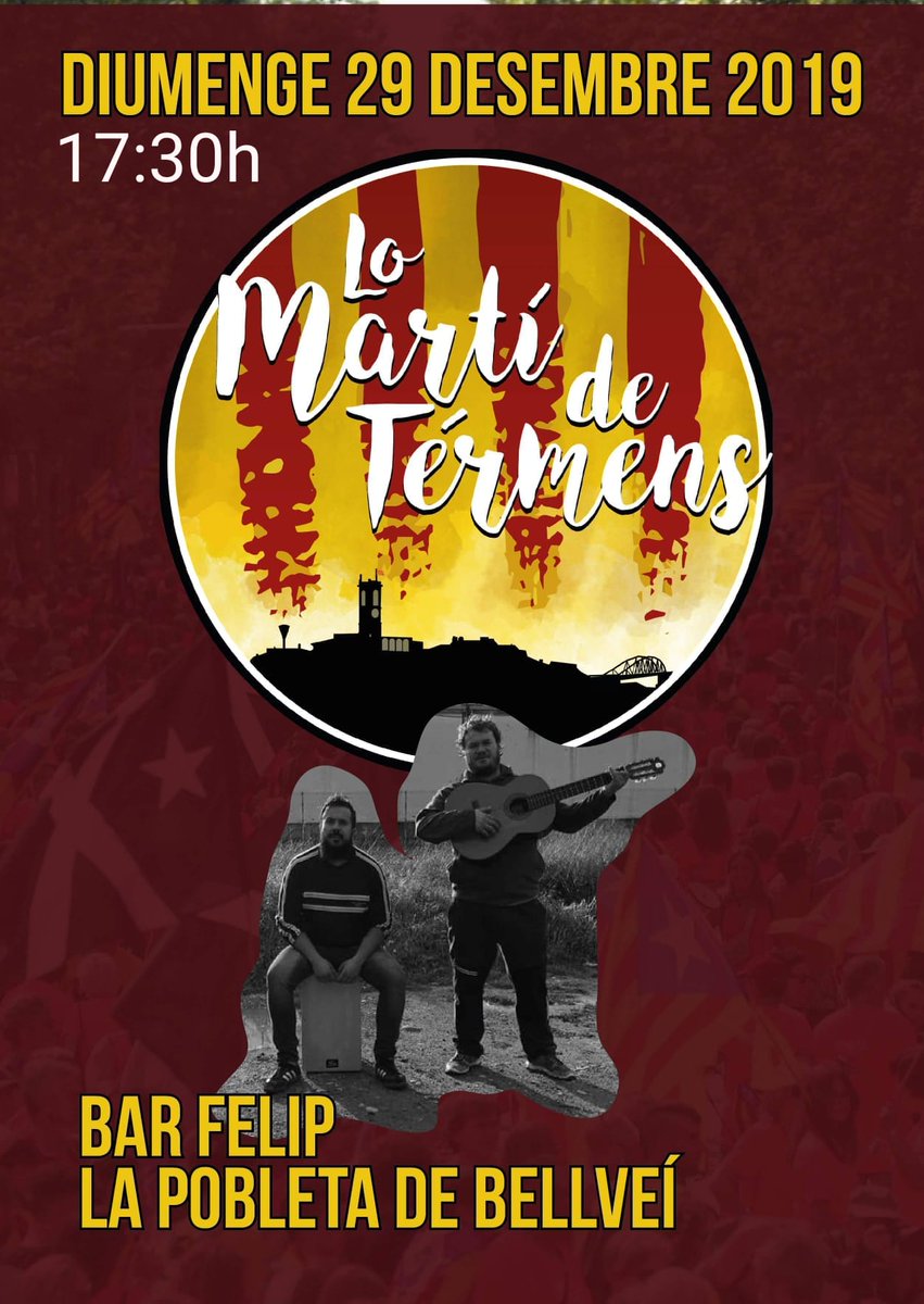 Aquest diumenge us esperem a la Pobleta de Bellveí!
#LlibertatPresesPolitiques #LlibertatPresosPoliticsiExiliats