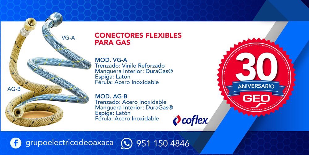 GeoOaxaca's tweet photo. Instala todos tus aparatos de gas con productos Coflex, encuentralos de venta en cualquier sucursal #GEO #Oaxaca https://t.co/9pZWBORnpn