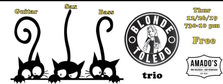 If your catting around the mission tonight, slink by Amado,s for a purrrrrrfectly fun musical experience. @amados998 #mission #mambo #rock with a #Klezmer #twist
