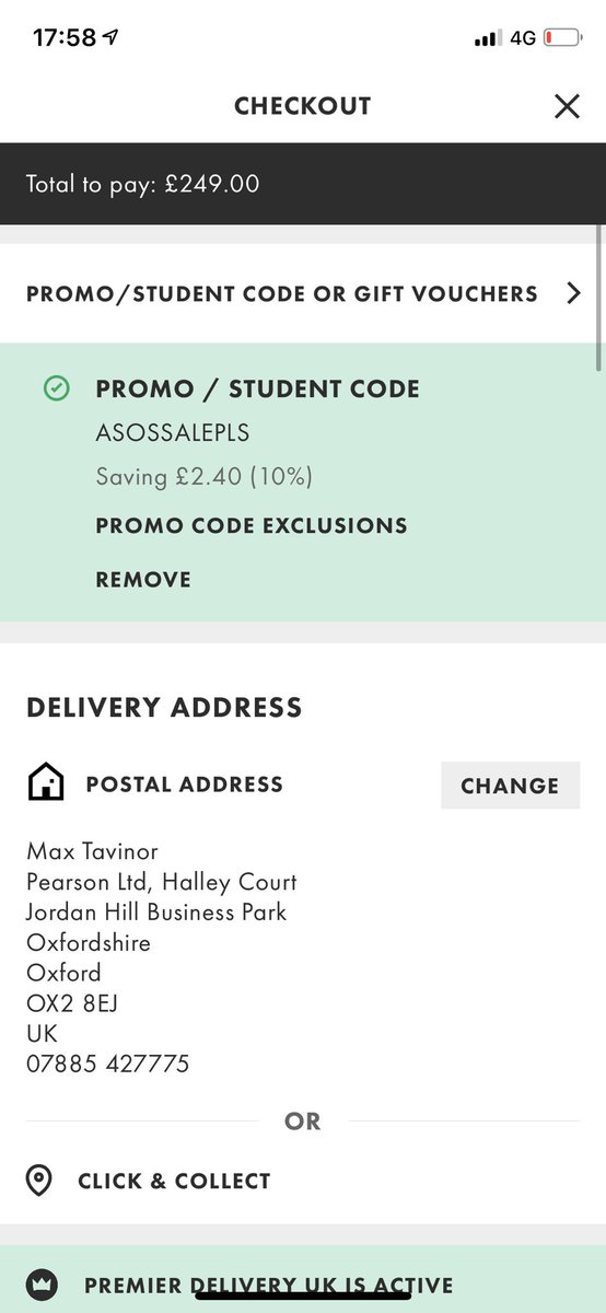 MaxwellTavinor's tweet photo. @ASOS_HeretoHelp @ASOS  the discount code is applying 1% not 10% please help https://t.co/tpgNalha6y