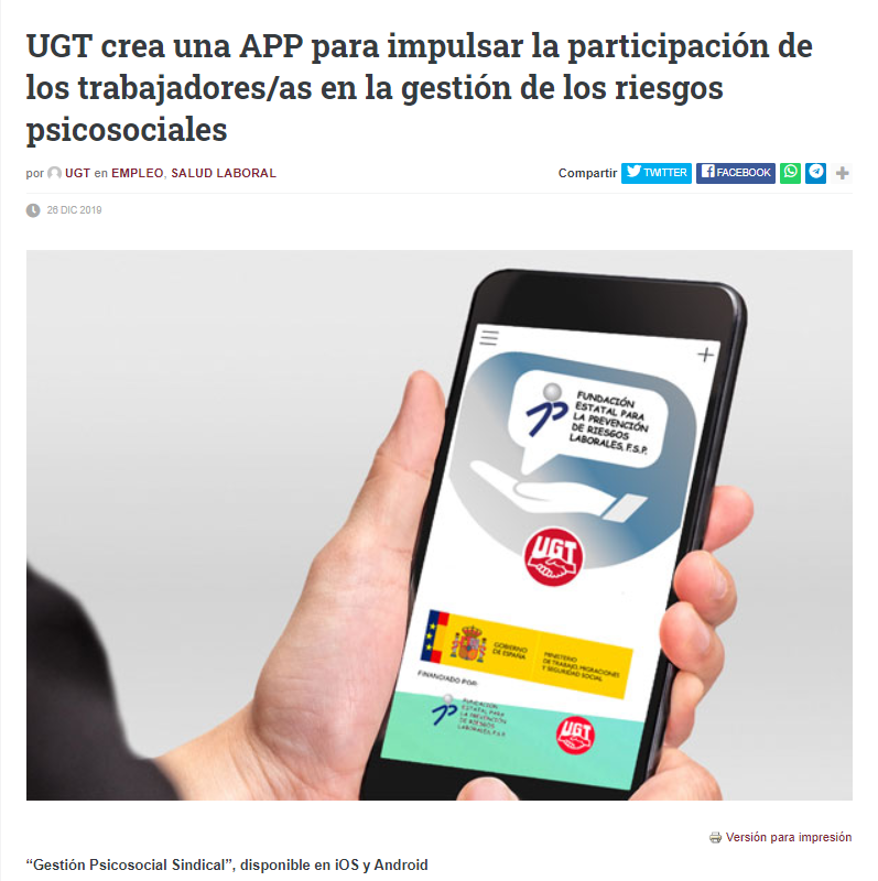 saludlaboralugt's tweet photo. UGT crea una APP para impulsar la participación de los trabajadores/as en la gestión de los riesgos psicosociales https://t.co/gjggsZGWJH https://t.co/cLkXYBGArM