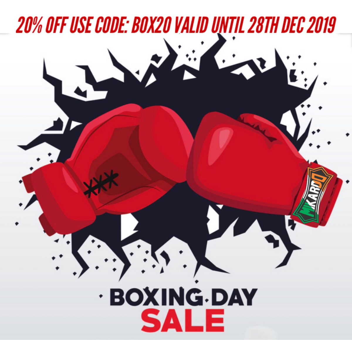 MikardoIreland's tweet photo. https://t.co/bSuD3uLHVn | Boxing Day Sale, 20% off everything use BOX20 valid until 28th December 2019 #mikardo #kickboxing #muaythai #boxing #sale #boxingdaysale #testedonfighters 💪🦾🦾🦾🦾 https://t.co/xhg7As4wQt