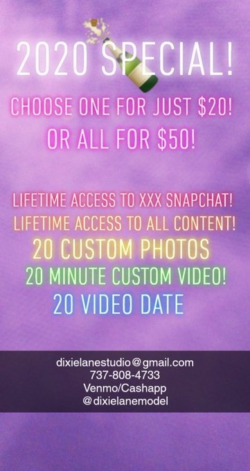 It's a 2020 SPECIAL!  Good until Jan 1st!  #porn #nudes #snapchat #videos #videochat #skype #kik #specials<a href="/tag/porn"class="tags">#porn</a><a href="/tag/snapchat"class="tags"><span>#snapchat</span></a><a href="/tag/kik"class="tags"><span>#kik</span></a><a href="/tag/videos"class="tags"><span>#videos</span></a><a href="/tag/videochat"class="tags"><span>#videochat</span></a><a href="/tag/skype"class="tags"><span>#skype</span></a><a href="/tag/nudes"class="tags"><span>#nudes</span></a>