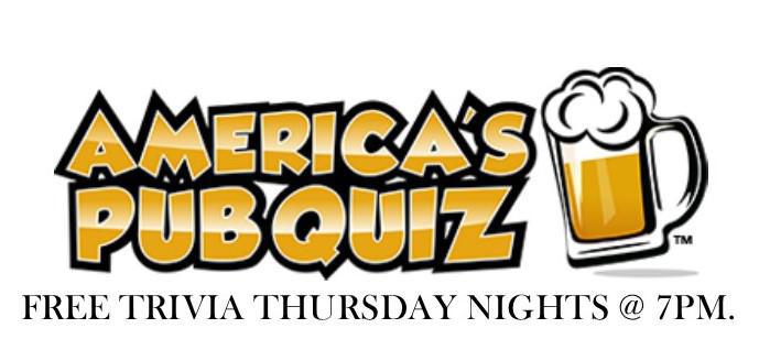 It's FREE TRIVIA THURSDAY- Join us for live trivia with <a href="/americaspubquiz/">America's Pub Quiz</a> starting at 7pm.