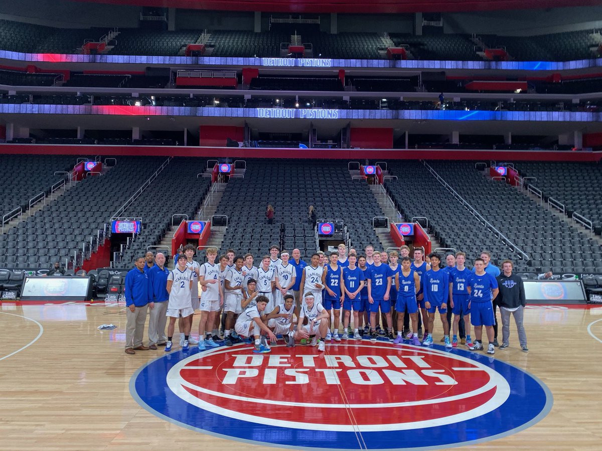 A Nice Day for the Carlson Boys Basketball team who played at The Little Caesar’s Arena this afternoon.  Although we lost 68-67  to Sparta High School I hope everyone enjoyed playing on the same floor as the Pistons!
