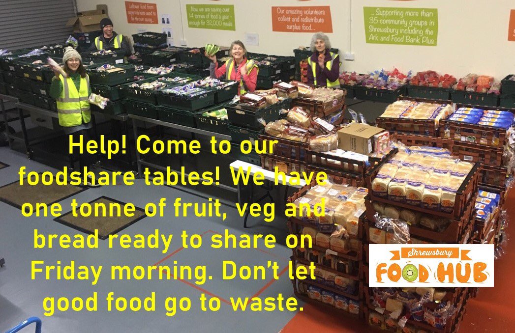 ShrewsFoodHub's tweet photo. Please help!  Come to our #Foodshare tables on Friday am before you shop and use up good fruit veg and bread.  Don’t let it go to waste! Please RT. All the details on our pinned tweet or https://t.co/P4F1Qy77MN
⁦@shrewsmorris⁩ ⁦@jimallthetime⁩ https://t.co/Bbev0tTb2N