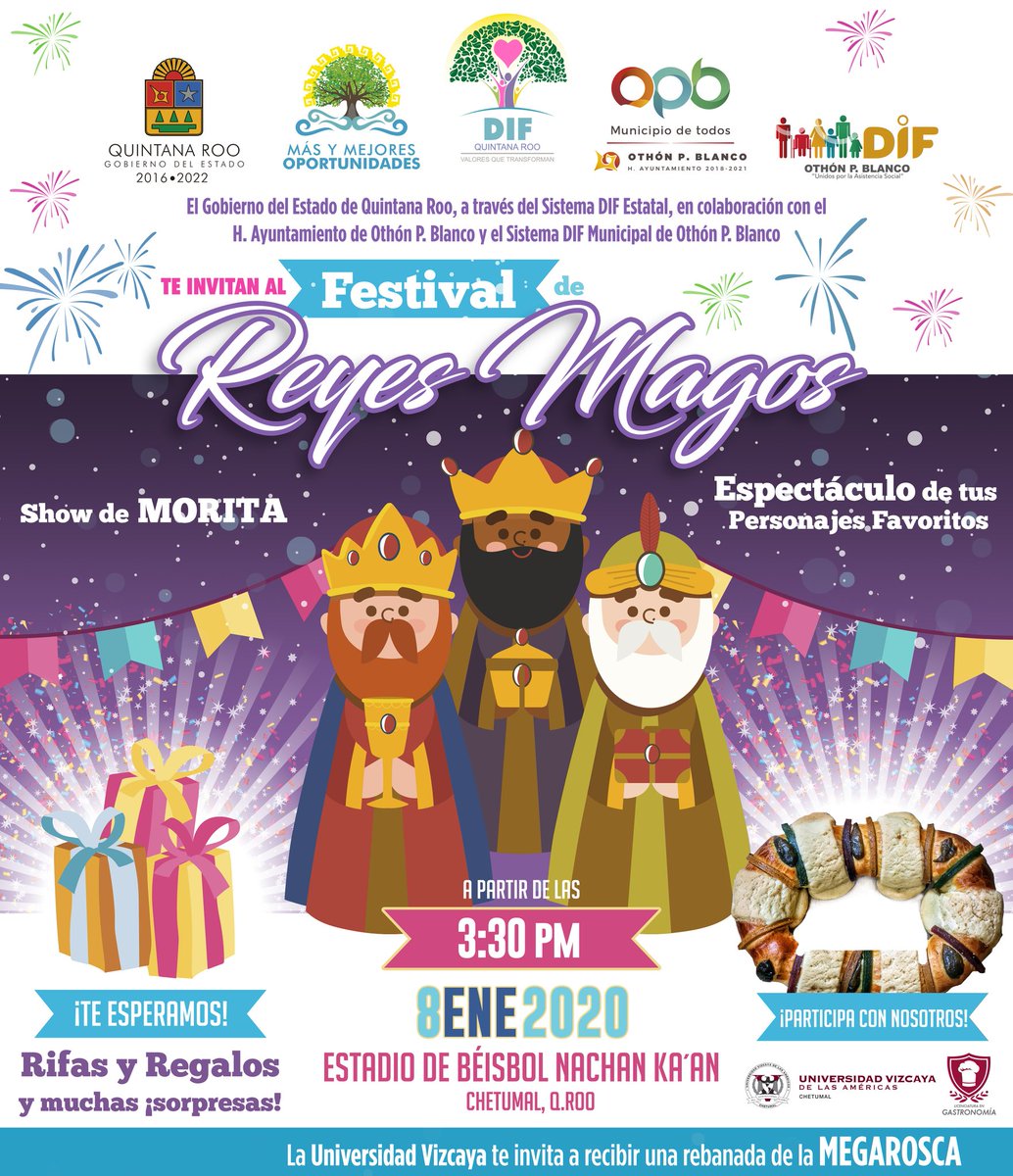Los esperamos el 8 de enero en #Chetumal al bonito Festival de Reyes Magos que estamos preparando con  mucho cariño para las niñas y niños. #DIFQuintanaRoo #ValoresQueTransforman #JuntosAvanzamos #FamiliasMásFuertes #PrevenirEsProtegernos