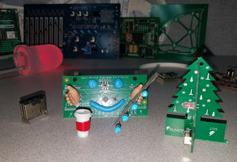 pcbassembly's tweet image. What a better way for #BuddyTheBoard to spend Christmas day than with PCBA friends, #GiantLED from @PartFusion and tree from @SunstoneCircuit