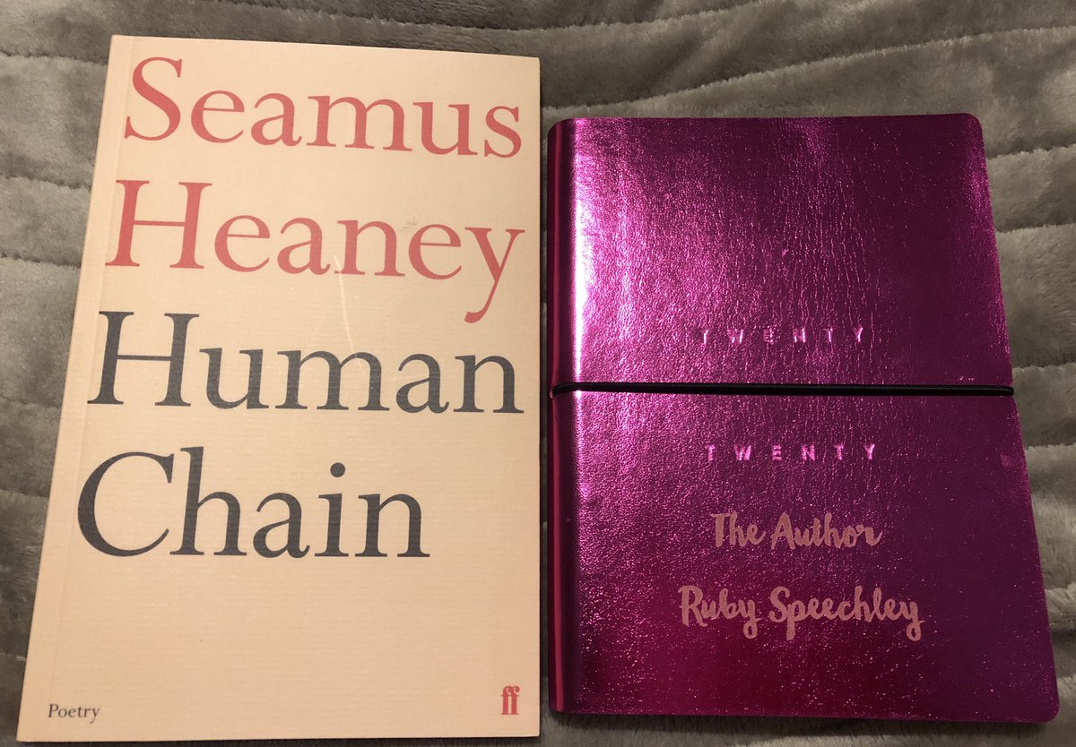 rubyspeechley's tweet photo. I’m busy reading through my edited novel, but thought I’d pause and share two of my favourite Christmas presents. #SeamusHeaney #HumanChain #Diary2020 #Twentytwenty #Paperchase #Christmas2019 https://t.co/J404J9AtqA