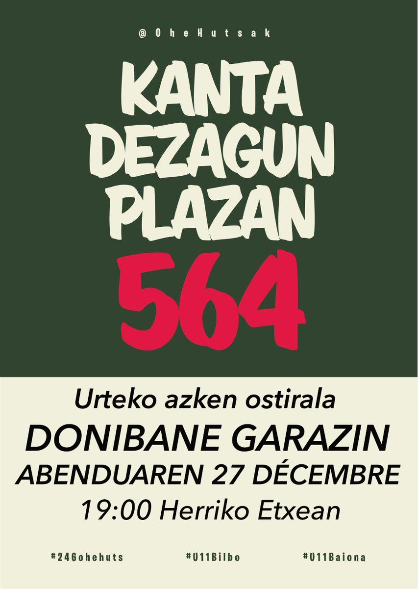 LibreBN's tweet photo. Bihar, abenduaren 27a, azken ostiral berezia Donibane Garaziko herriko etxearen aintzinean, 7etan: #564ohehuts #246ohehuts
Kantua eta sustengua lau haizetarat joaiten lagunt gaitzazue. 
 #U11Bilbo #U11Baiona https://t.co/0PYUD5MxNs