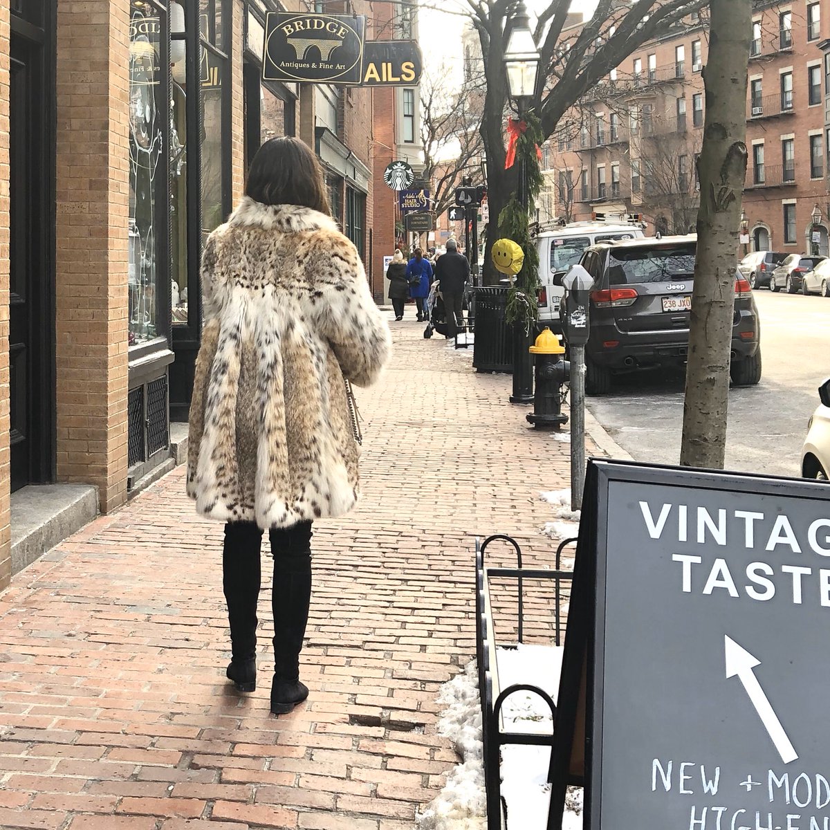 vintagetastebos's tweet photo. Linsey is #stunning is this amazing #robertocavalli #lynx #fur #coat #chanel #herringbonechain #boybag #stuartwietzman #suedeboots & #triwa #ingrid #sunnies the best designers in the world at #vintagetaste #boston #hermes #chanel #gucci #louisvuitton https://t.co/LxzeY2ZxpV