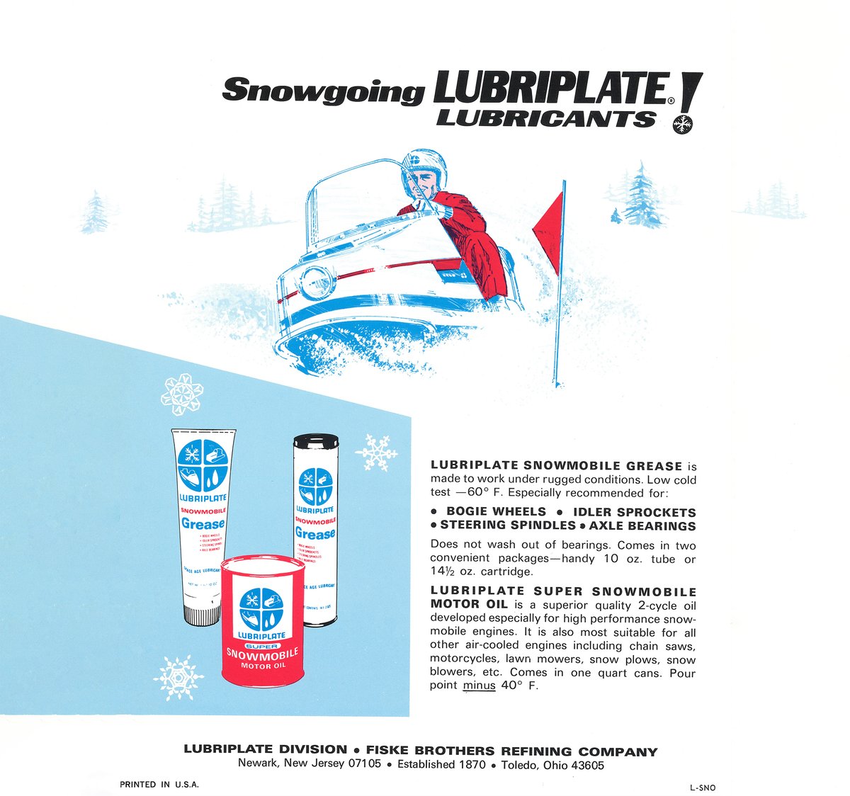 LubriplateLubes's tweet photo. "Snowgoing #Lubriplate Lubricants!" - #tbt
This week's #ThrowbackThursday brings us to a 1960s winter wonderland with Lubriplate Snowmobile Grease, purpose-designed for the cold and rugged conditions snowmobiles call home. https://t.co/d3BZ2RVe4x
