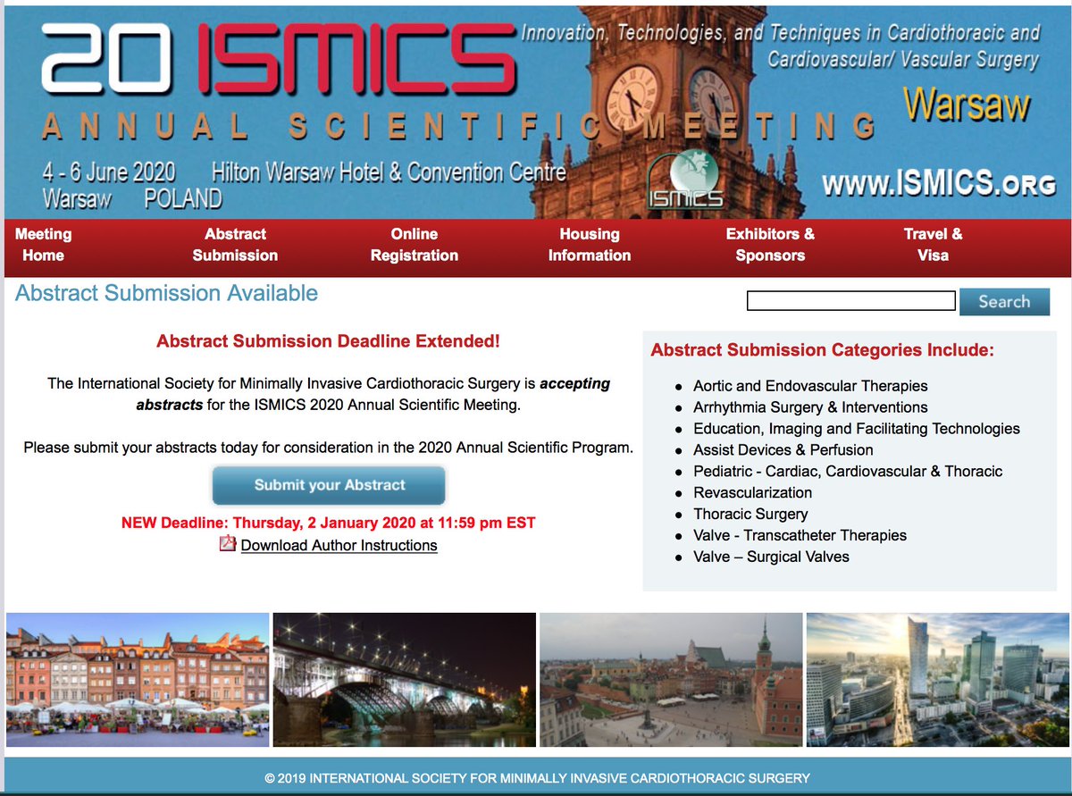 drbypass's tweet photo. 1 more week to submit your abstract to the #ISMICS2020 meeting in #Warsaw next June!! Dont forget to compete for one of the several awards including the 'New this year' Cardiac Robotic Young Investigator Award! https://t.co/TBVZplA6KT @ISMICS @IntuitiveSurg https://t.co/UdNqYdTW5W