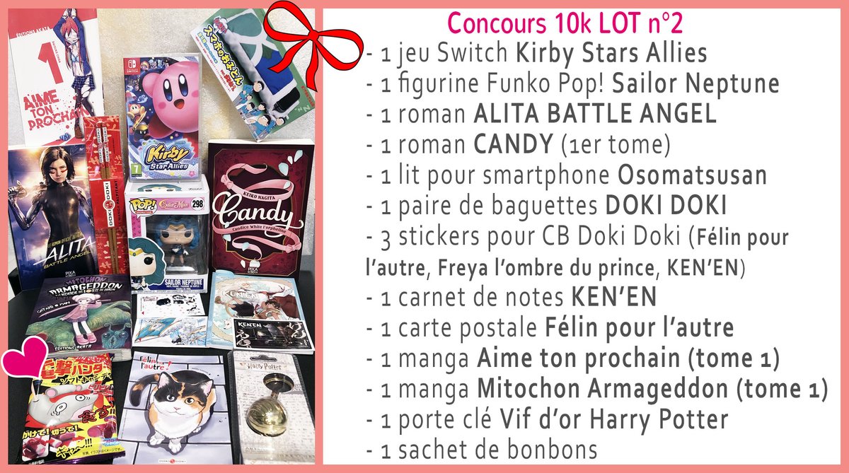 🎁 #CONCOURS 🎁 
On continue les festivités pour célébrer mes 10k followers.

Voici le deuxième lot au contenu très girl power 💪😊

Pour participer :
✅ Follow <a href="/kaorinchan/">Caroline Segarra</a>
✅ RT ce tweet

TAS : 02/01 (2020) en soirée 

Bonne chance à tous 🍀

⚠️ concours réservé à la France ⚠️