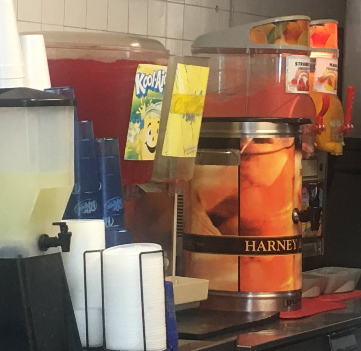 Broadcast_Bev's tweet photo. #DayAfterChristmas meal pickup for mother-in-law? Lots of tasty choices. And... #RedKoolaid on tap. 😉👊🏿#Heaven #SouthernHoliday https://t.co/oZWUxZveub