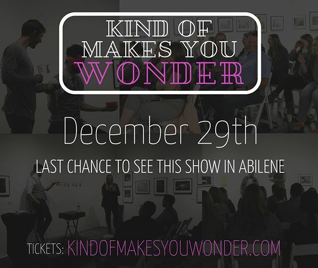 It has been such a cool experience presenting this show in Abilene for the last year and a half. We are sad to move the show, but we’re simultaneously so excited for what’s to come. Check out our last show in the Big Country (Abilene) on the 29th and sta… ift.tt/2Qqc1Pq