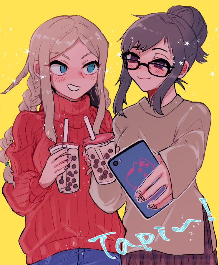 2人で並んで飲んだタピオカミルクティ〜! 