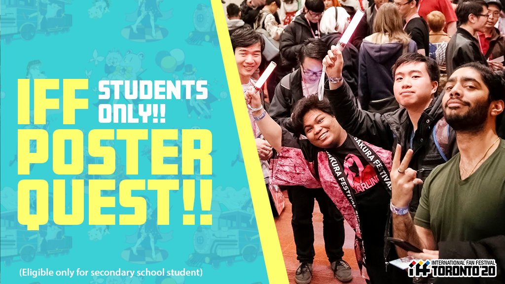 animetoronto_ca's tweet photo. Are you a student in high school thinking of attending IFF Toronto?๐๐
Come sign up for our Student Poster Quest to get a FREE weekend pass to #IFFT2020 by posting IFF posters at 15 different locations around you!
More details at๐https://t.co/wpxESgN6y3 https://t.co/BPAAhNzYr0