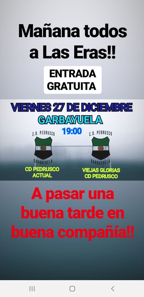 Pasa una tarde divertida el viernes dia 27 a las 19:00 con el partido contra las "viejas glorias"