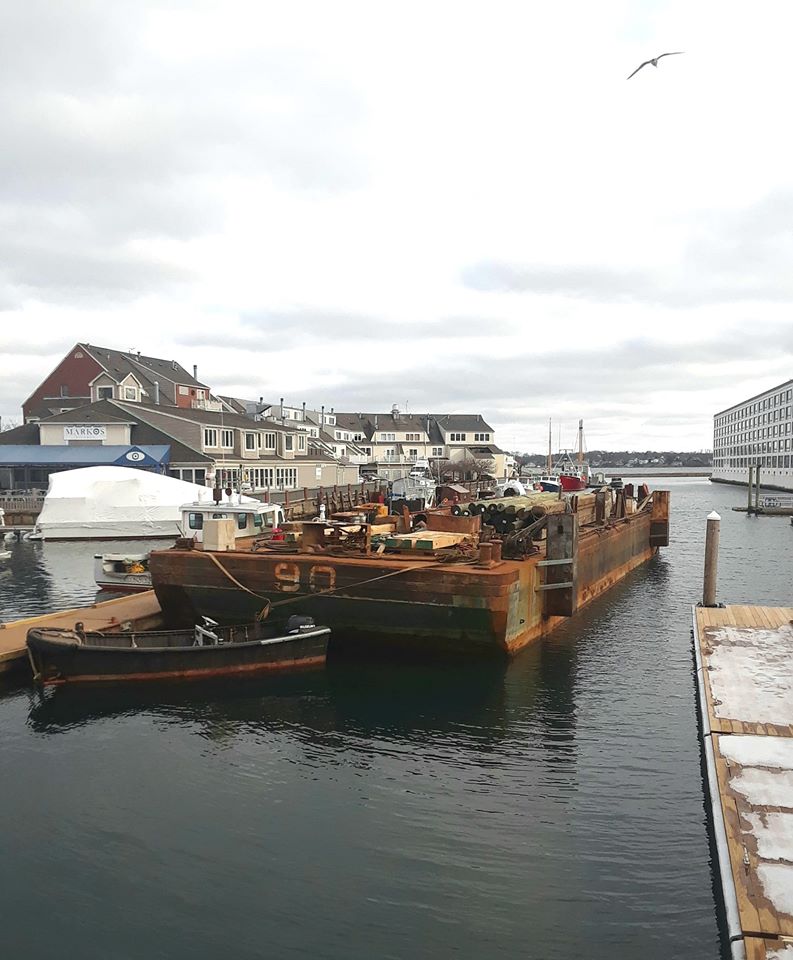 legaultatlarge's tweet photo. A marine construction barge on the South River in Salem, MA. Change is afoot. https://t.co/6frapb2Vmd