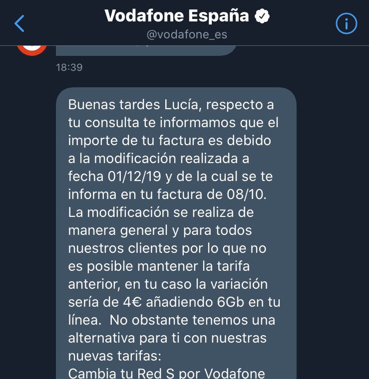 luci_bom's tweet photo. Esta gentuza hace cambios de tarifa con subida de precio sin avisar. El cliente queda completamente indefenso ante compañías impresentables como esta @vodafone_es #vodafonesinvergüenzas #vodafoneladrones https://t.co/JhsfOmAarJ