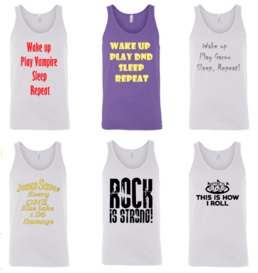 IMissiles's tweet photo. Working out to work off some of that holiday food, or rping in a hot games store?  Our rank tops with rpg sayings are perfect!
https://t.co/UTn3f5ht8b
#rpgtanktops #gamertanktop #thisishowiroll #rockisstrong #icastmagicmissils #larptanktop #larping #vtm #wta https://t.co/1zQwHNEKI1