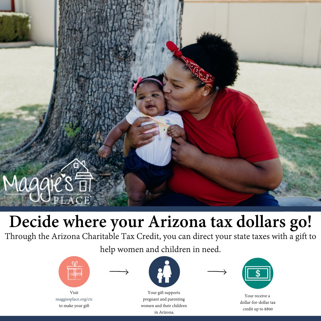 MaggiesPlaceAZ's tweet photo. Did you know @ Maggie's Place qualifies for the Arizona Charitable Tax Credit? Impact the lives of mothers and their children at NO cost to you. Click here to learn more and make your gift: https://t.co/7lTGe5slqw #donations #charitabletaxcredit #maggiesplace https://t.co/lN2hBzI0EE