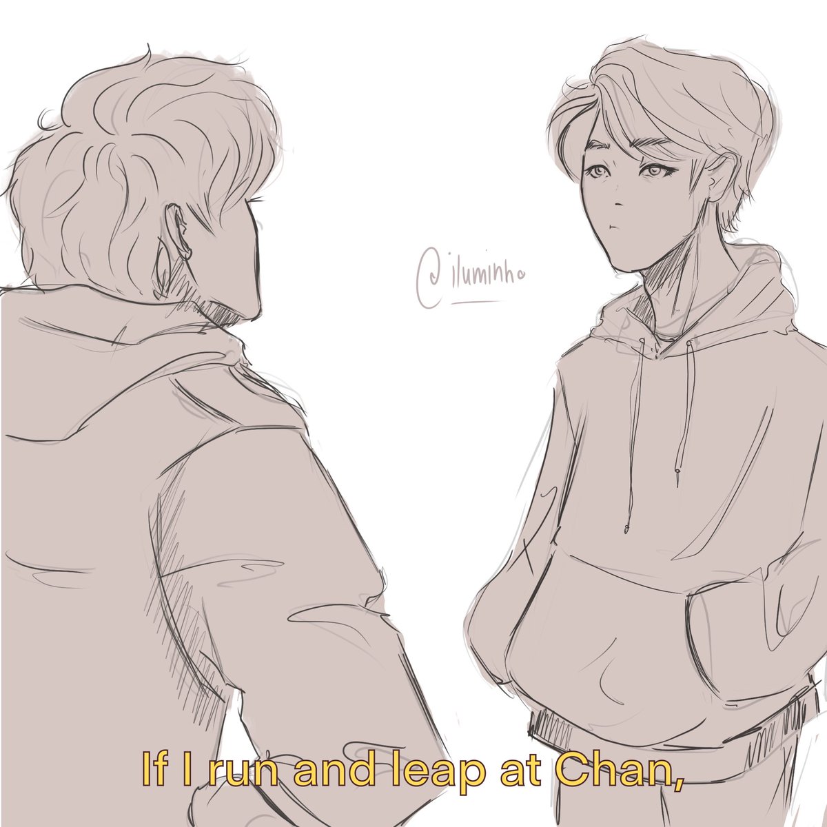 laupical's tweet photo. felix: if i run and leap at chan he will catch me in his arms
chan: 
#skzfanart https://t.co/xUpSKQrtuz