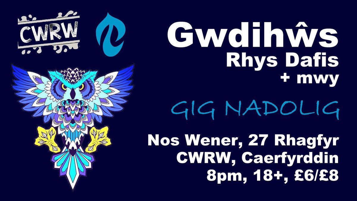 heddgwynfor's tweet photo. Bar CWRW Caerfyrddin...

GIG NADOLIG CAERFYRDDIN
Gwdihŵs
Rhys Dafis
Band Beca

Nos Wener, 27 Rhagfyr
CWRW, Caerfyrddin
8pm, 18+, £6/£8

Tocynnau > https://t.co/jbRgmbHGEY neu ar y drws. https://t.co/xSaSAxLsQ0