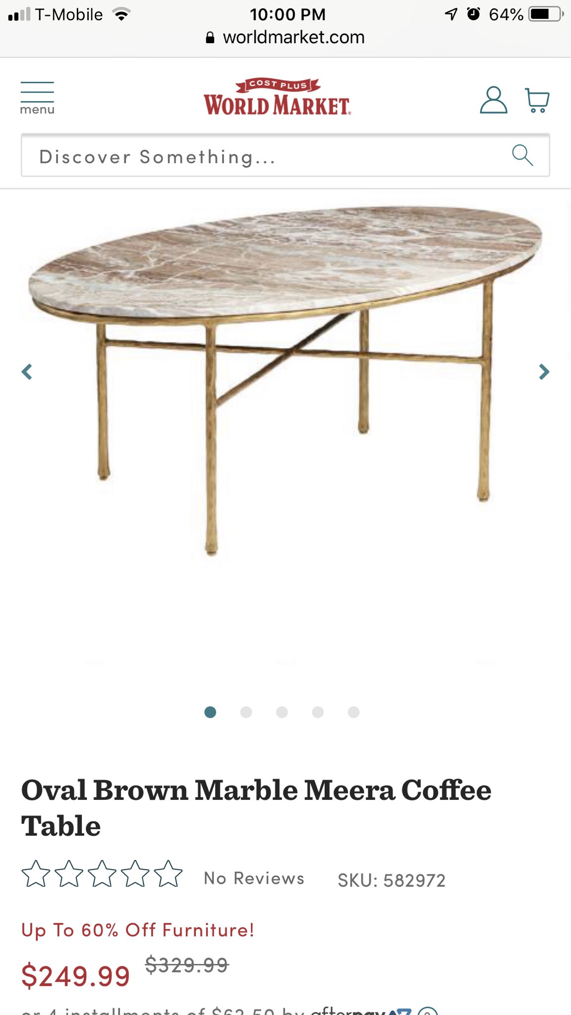 Oval brown marble meera coffee table deals