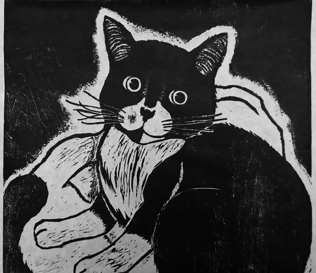 猫 版画 絵画