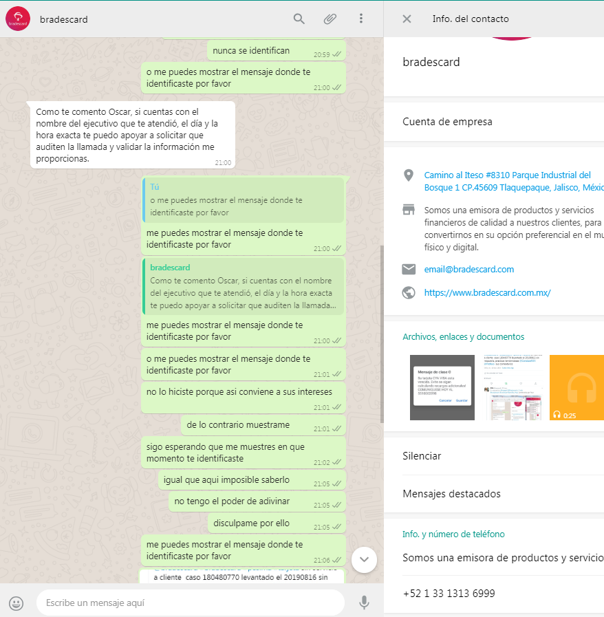 reyaguil's tweet photo. @Bradesco @Bradescard @c&amp;a lo hacen y acosan, no se identifican porque asi conviene a sus intereses reporte 180480770 levantado el 20190816 con Mariana Garcia, imposible cancelar su tarjeta es legal que o se identifiquen? https://t.co/3PYnVRnaLJ