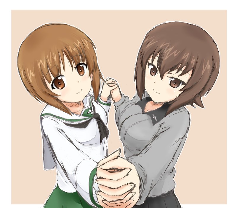 西住まほ ,西住みほ 「#無言で西住姉妹絵をあげる見た人もやる 」|MA-2㌠のイラスト