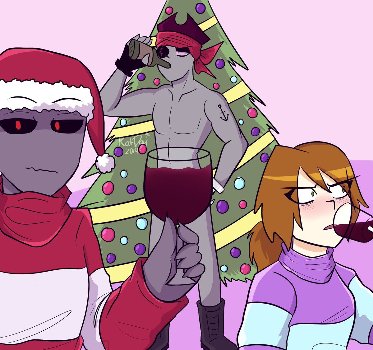 KatDayKatz's tweet photo. Feliz navidad atrasada!! XD 💟💞💜💟💞💙💙💜
#TipHat #CaptainBlack #Christmas2019 #Katday #villainousAU https://t.co/5MFzAVrw87