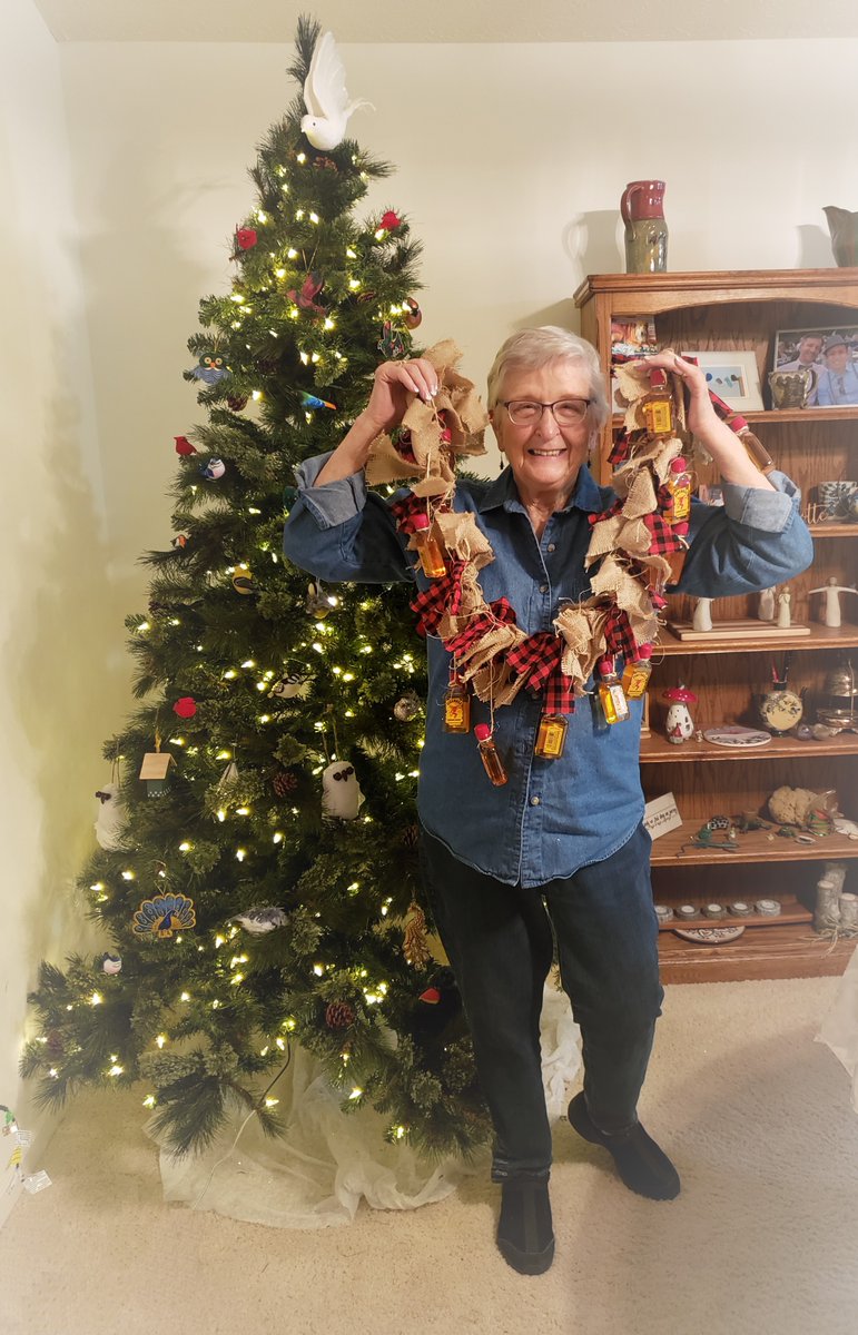 ewgalloway's tweet photo. Grandma @chargallow is happy to get a garland made of @FireballWhisky  on her Christmas Tree.  Now she can have FireNog, Fireball Sours (her fave), and more!  #MerryFireballChristmas https://t.co/tsUi8GIzbI