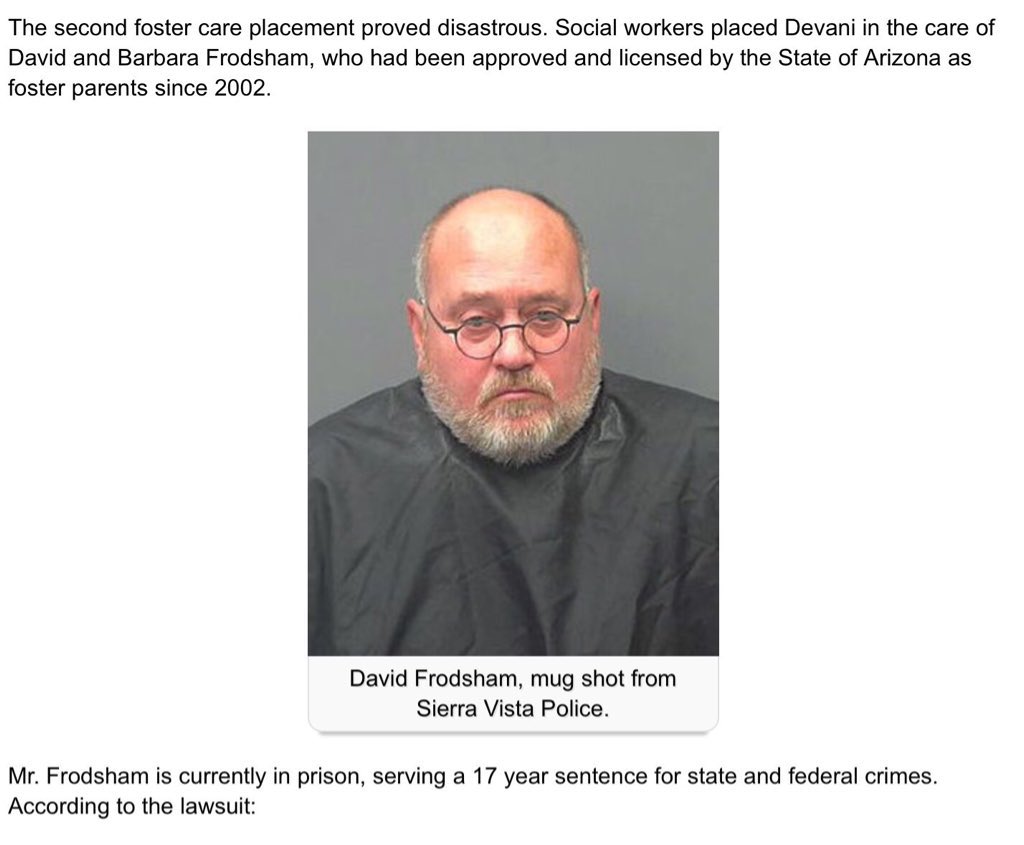 dmills3710's tweet photo. 6/13/2016 - AZ: Licensed “ #FosterCare “ #ChildSexualPredator “Parent”. David Frodsham, Sentenced to 20 Years in Plea Deal for Running #ChildPornography #ChildSexualAbuse Ring Out His House▫️Some Children As Young As 2 Years Old▫️
https://t.co/hzEMEQCRMt… https://t.co/JJeNGhdInt