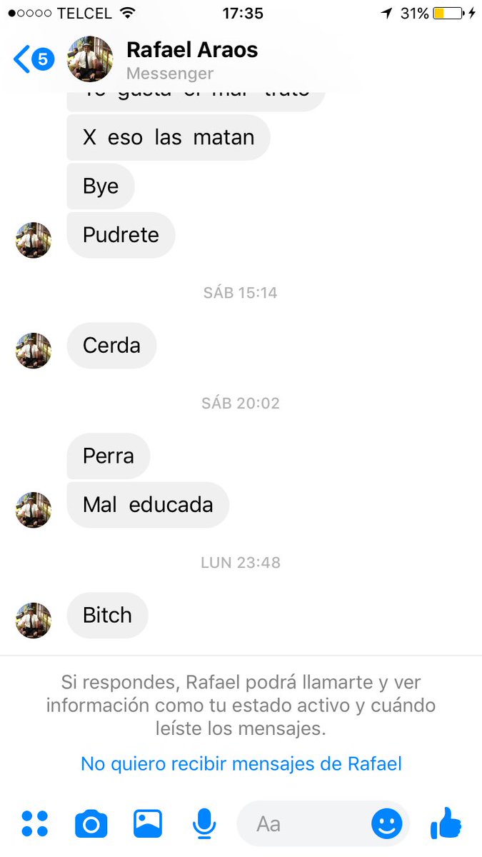 GloReza's tweet photo. @FiscaliaJal Este sujeto me envió por messenger los mensajes que anexo. Con estas pruebas se puede presentar una denuncia por amenaza? Refiere que por "eso las matan" https://t.co/ruVV4xGgHk