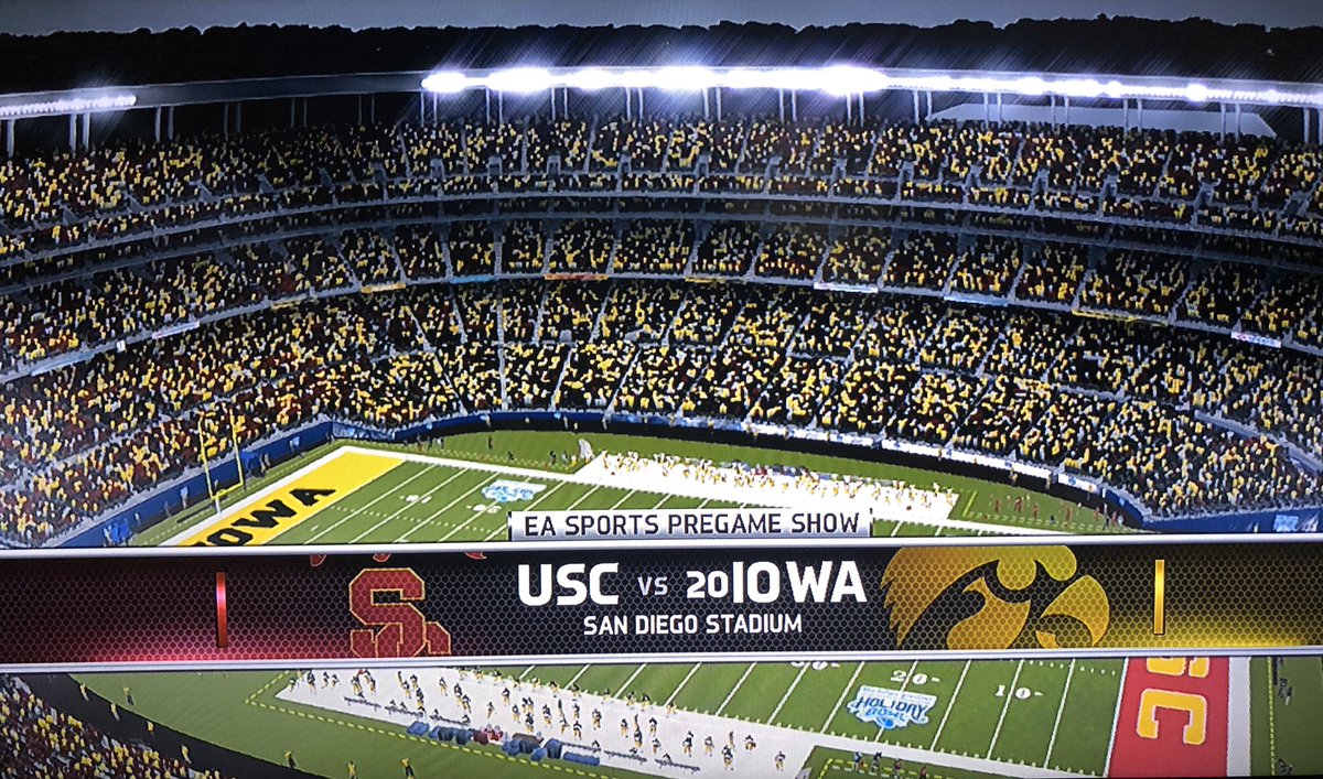 ByCodyHills's tweet photo. (UPDATING THREAD BELOW)

Good evening and welcome to this season’s final #IowaSim19, the unofficially official weekly Iowa football video game simulation, presented by @StuffNThingsPod.

We’re less than 30 minutes from kickoff in the (virtual) Holiday Bowl, so tell a friend! https://t.co/wzQ68CNj5D