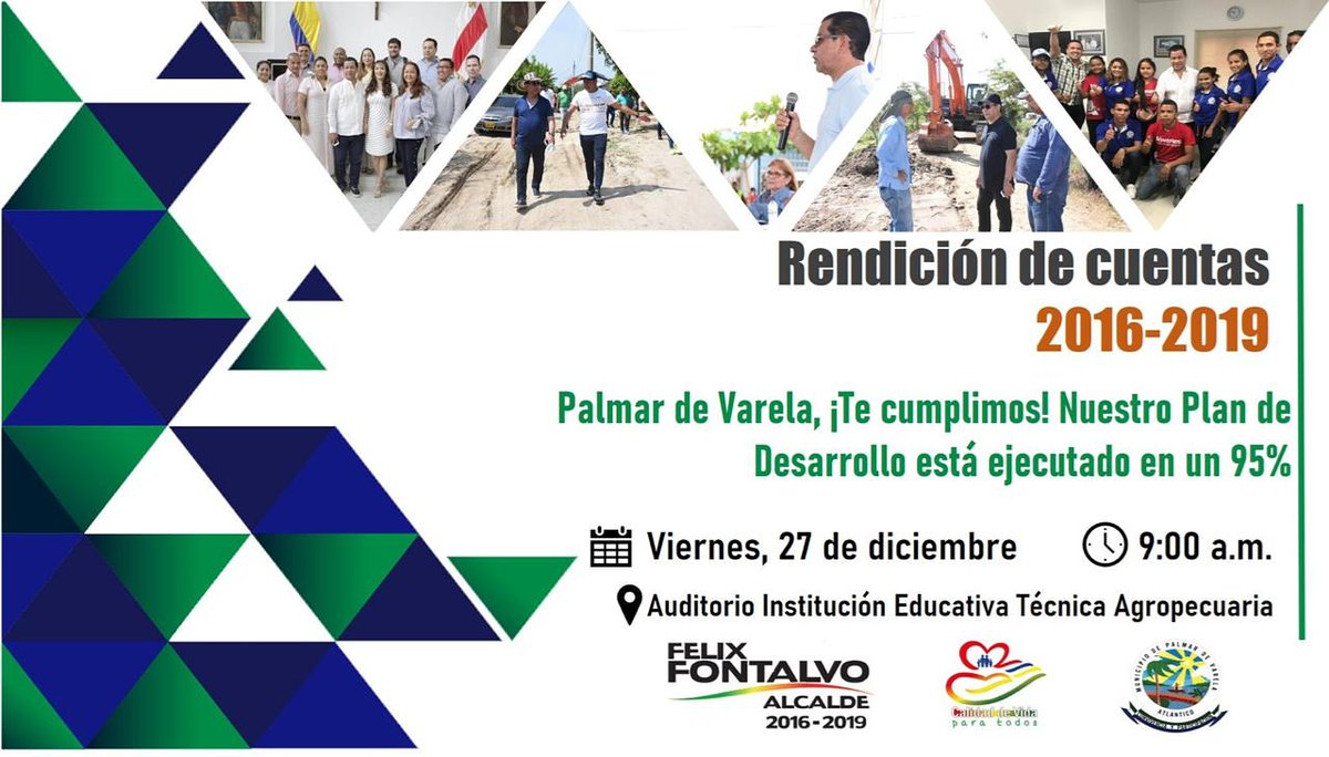 ¡LE CUMPLIMOS A PALMAR!👏🏻

Te invitamos a participar de la última Rendición de Cuentas de la administración 2016 - 2019. Queremos compartir contigo nuestros logros y retos. Acompáñanos MAÑANA 27 de diciembre, desde las 9:00am en la I. E. Técnica Agropecuaria. ¡Te esperamos!