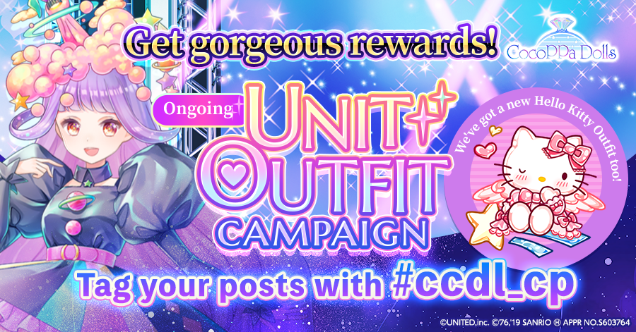 CocoPPa_com's tweet photo. 🌟Sister app "CocoPPa Dolls" starts The Unit Outfit Campaign🌟

#CocoPPaDolls original design of #HelloKitty joins the fun.
Be sure to post your unit outfits using #ccdl_cp !

Prizes like gift cards and Sanrio merch will be offered too!
Hope you'll join☆

https://t.co/woHirEUVI9 https://t.co/qB1tLPjE5V