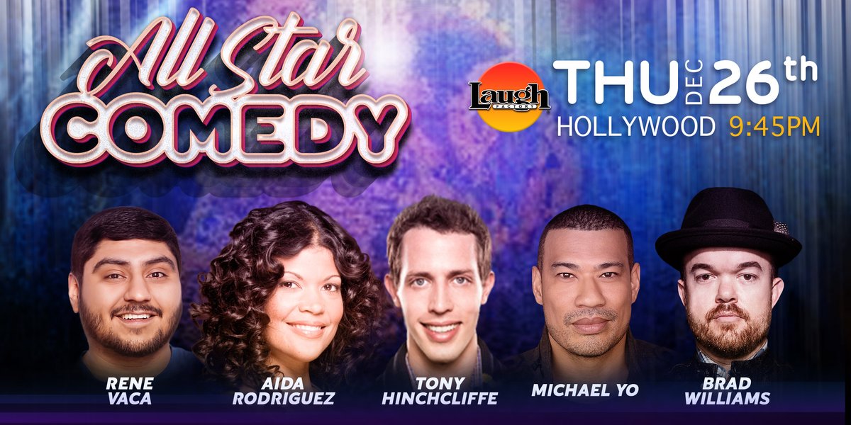 Laugh Factory (@thelaughfactory) on Twitter photo Some gr8 #ThursdayThoughts for ya. Catch #standupcomedy by this amazing lineup. See #KillTony 🌟 <a href="/TonyHinchcliffe/">Tony Hinchcliffe</a>, #Netflix's They Ready 🌟 <a href="/FunnyAida/">FunnyAida</a> with <a href="/funnybrad/">Brad Williams</a>, <a href="/michaelyo/">michael yo</a>, and <a href="/renevacacomedy/">Rene Vaca</a>! Get your tickets to this #awesome show NOW!
Tix - bit.ly/ThursAllStar Some gr8 #ThursdayThoughts for ya. Catch #standupcomedy by this amazing lineup. See #KillTony 🌟 <a href="/TonyHinchcliffe/">Tony Hinchcliffe</a>, #Netflix's They Ready 🌟 <a href="/FunnyAida/">FunnyAida</a> with <a href="/funnybrad/">Brad Williams</a>, <a href="/michaelyo/">michael yo</a>, and <a href="/renevacacomedy/">Rene Vaca</a>! Get your tickets to this #awesome show NOW!
Tix - bit.ly/ThursAllStar