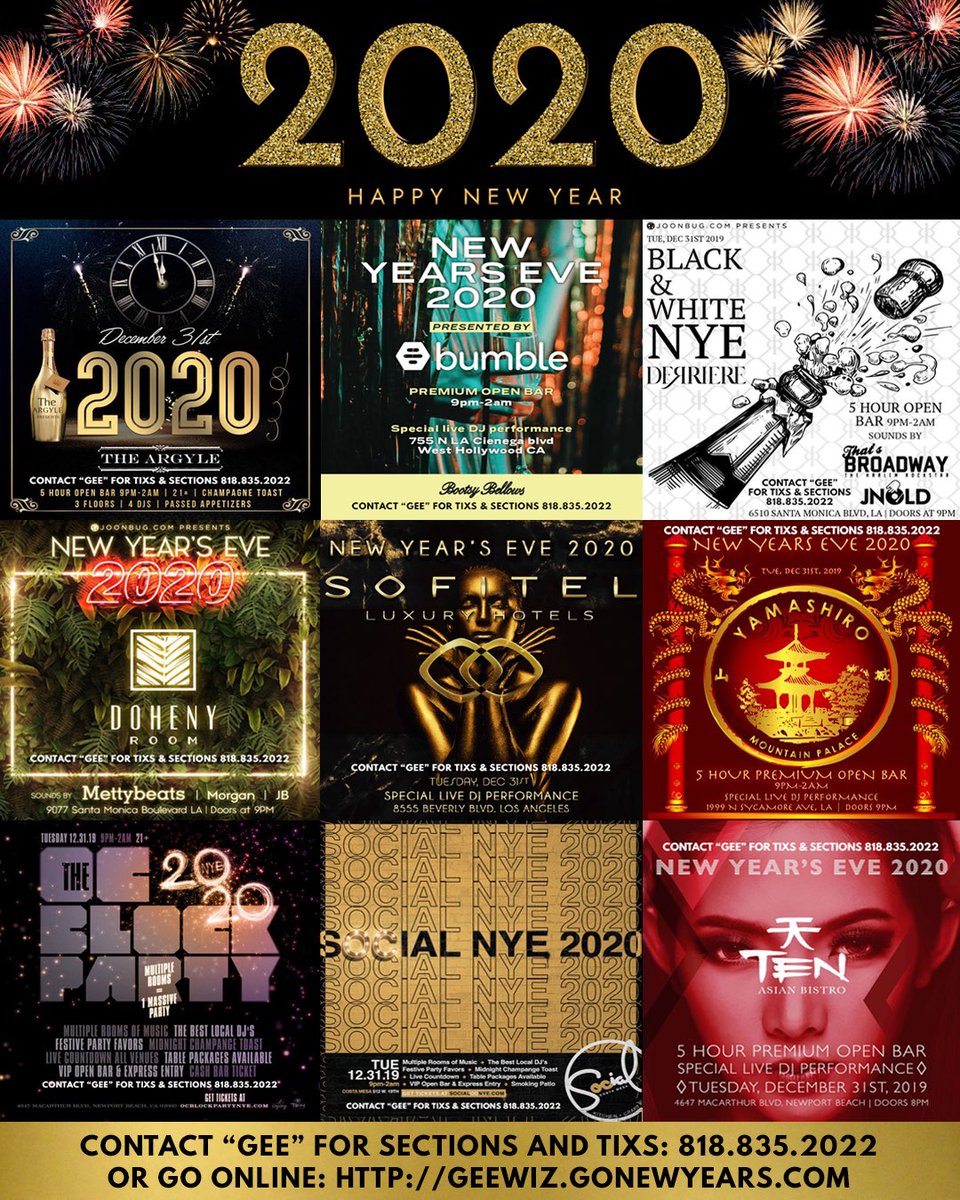 geebean's tweet image. #NewYearsEve parties in #Hollywood &amp;amp; #OrangeCounty Contact “GEE” 818.835.2022 or go online - GeeWiz.gonewyears.com